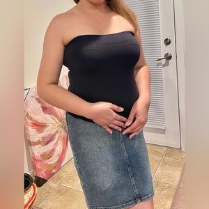 Maternity BELLA BAND Tube denim stretchable Mini Dress